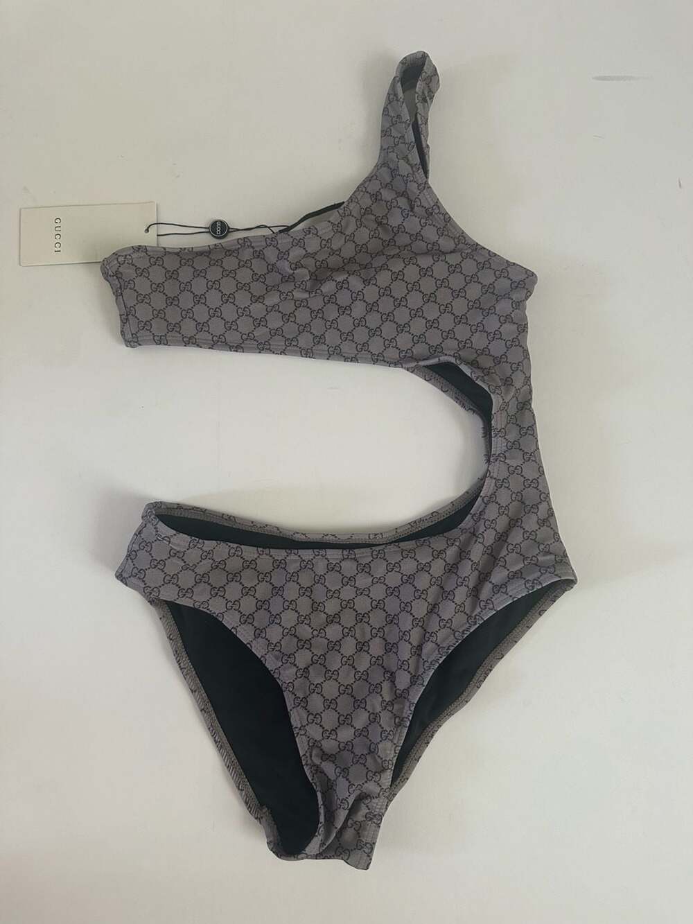 Gucci GG Monogram One-Shoulder Cut-Out Swimsuit